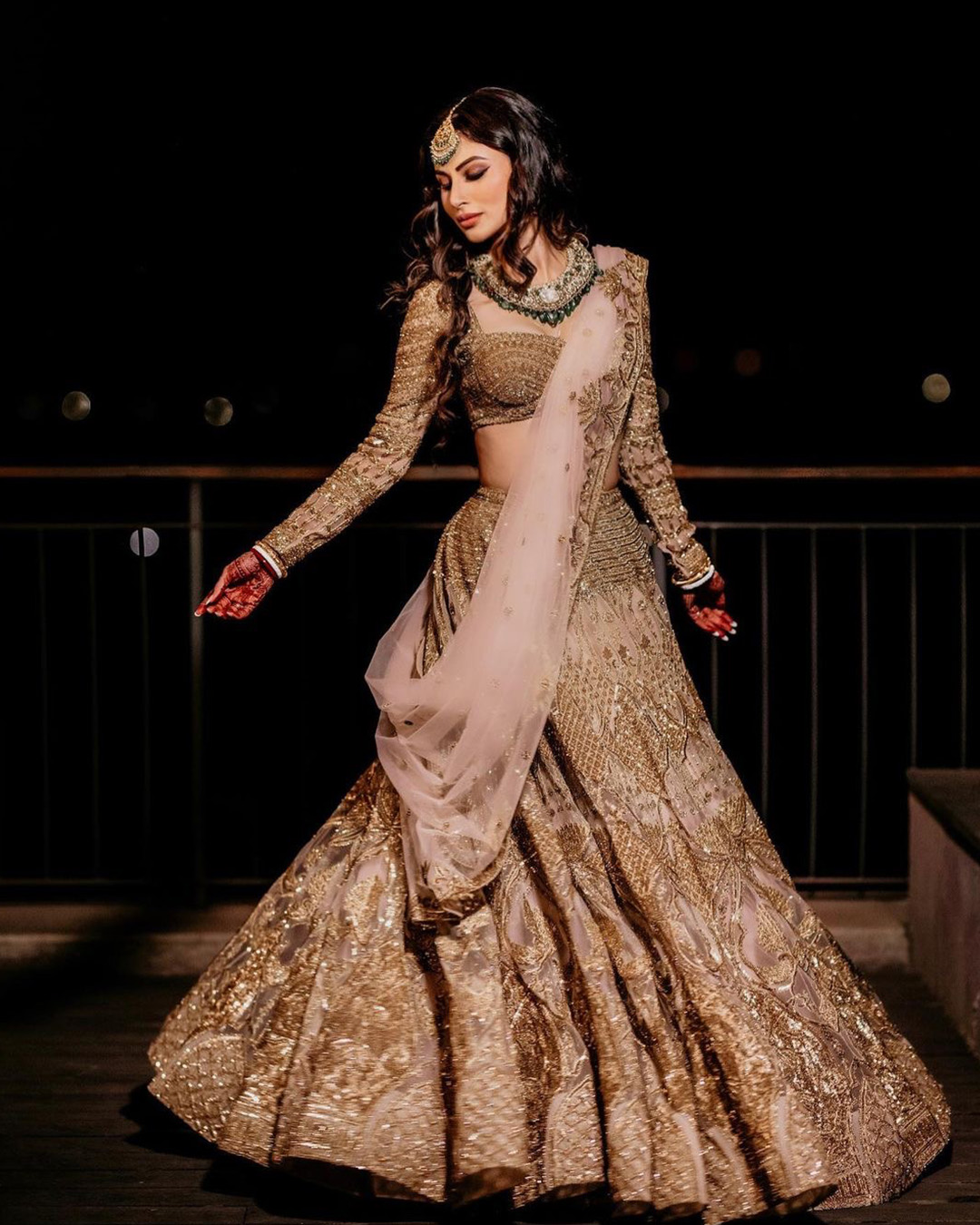 Mouni Roy in Falguni Shane Peacock Lehenga