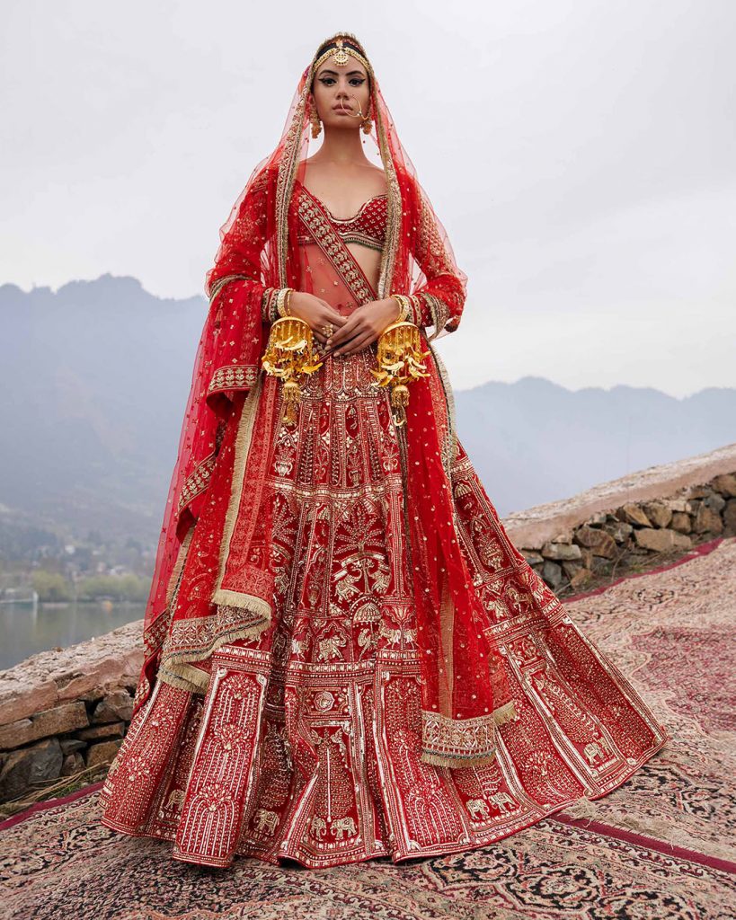Buy Incredible Red & Golden Banarasi Brocade Lehenga Choli Design Online |  Lehenga-Saree
