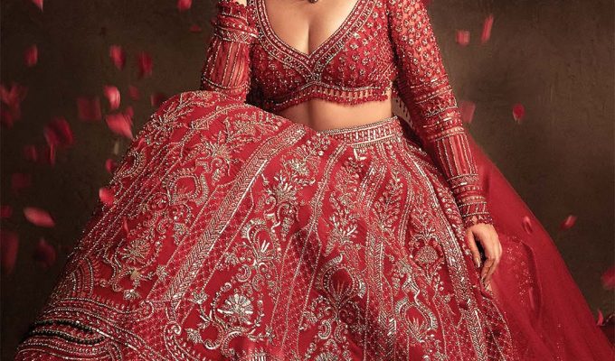 Bhoomi pednekar - Red bridal lehenga set-1