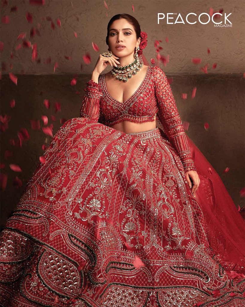 Bhoomi pednekar - Red bridal lehenga set-1