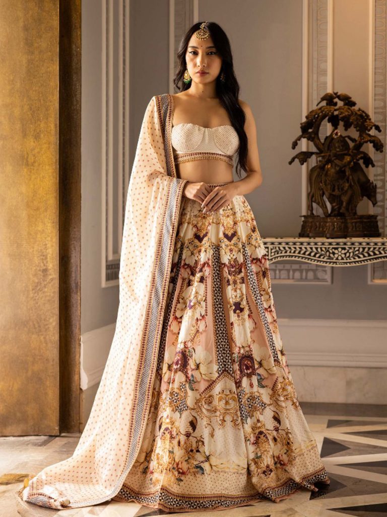 Buy Desiring Green Floral Printed Banglory Silk Wedding Lehenga Choli With  Dupatta from Designer Lehenga Choli