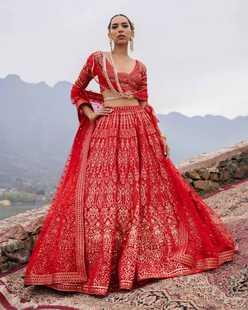 EMBER RED COLOR LEHENGA