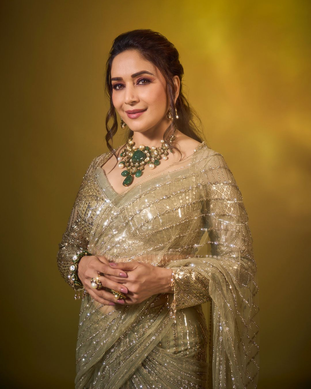 Madhuri Dixit Stuns In A Custom Designer Saree For Women