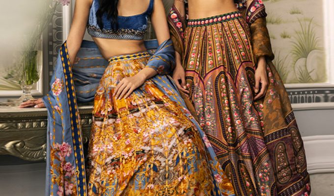 Printed Lehenga With Plain Top