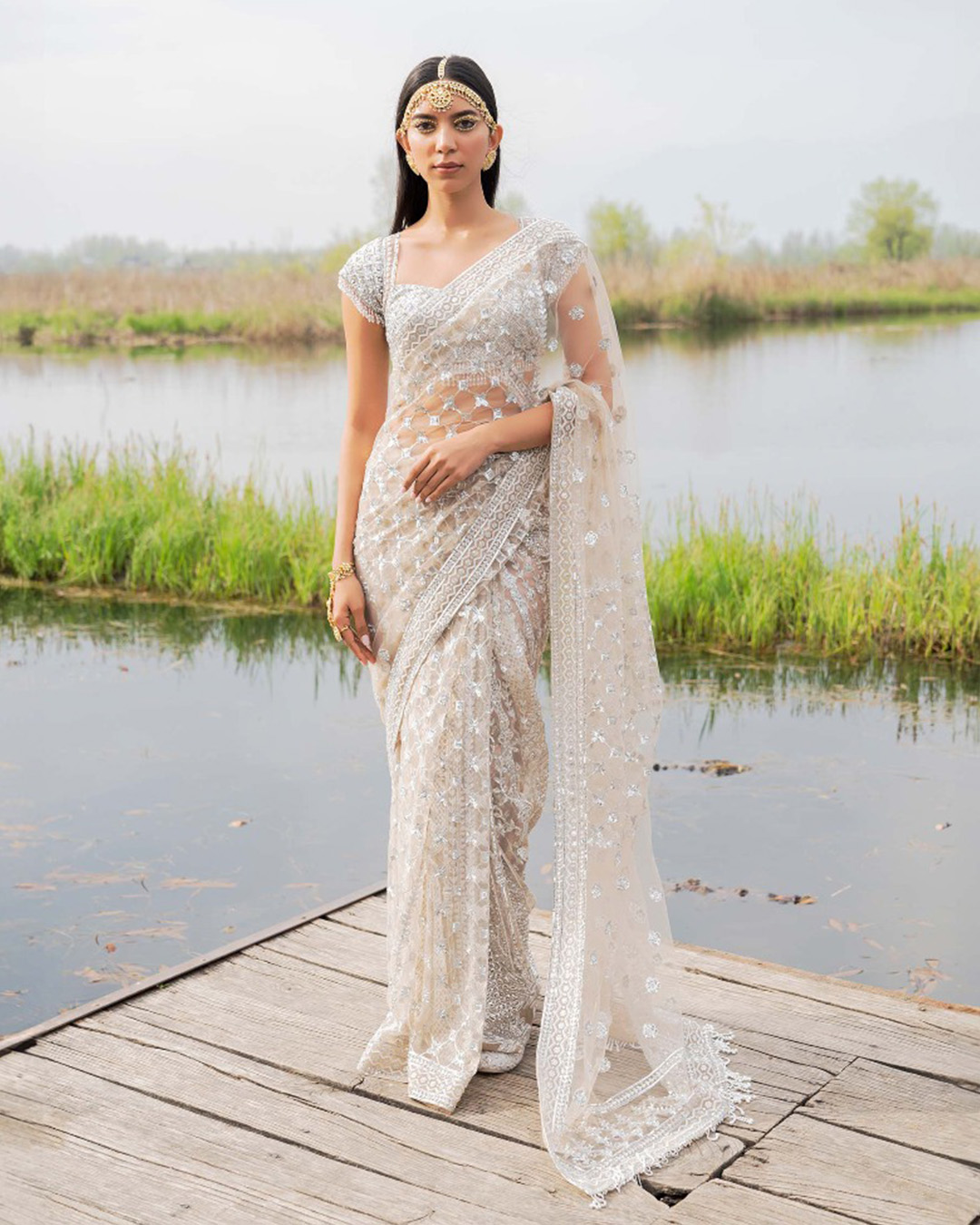 silver designer saree