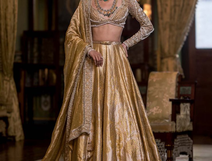 golden bridal lehenga