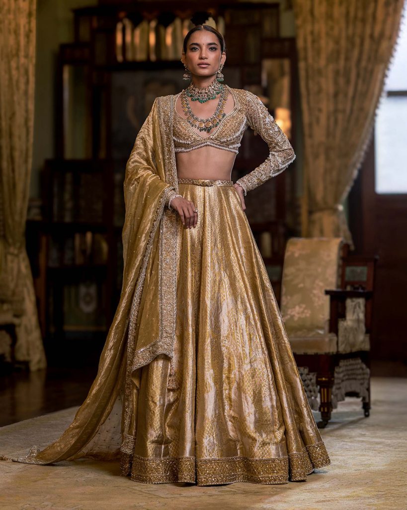 golden bridal lehenga