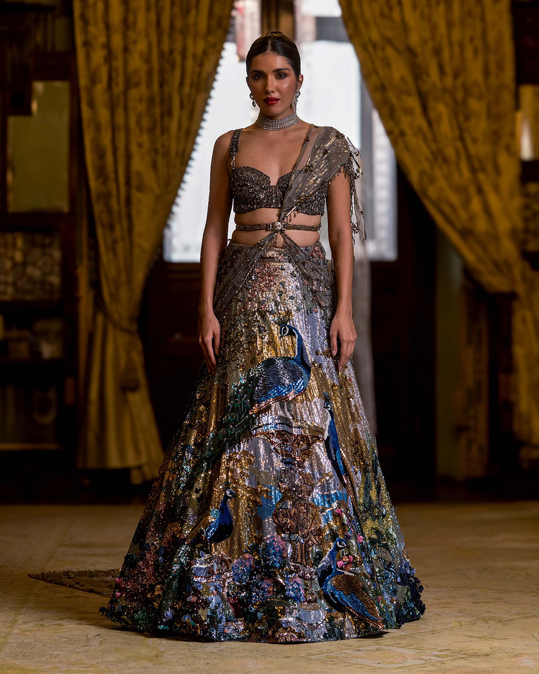 multicoloured lehenga