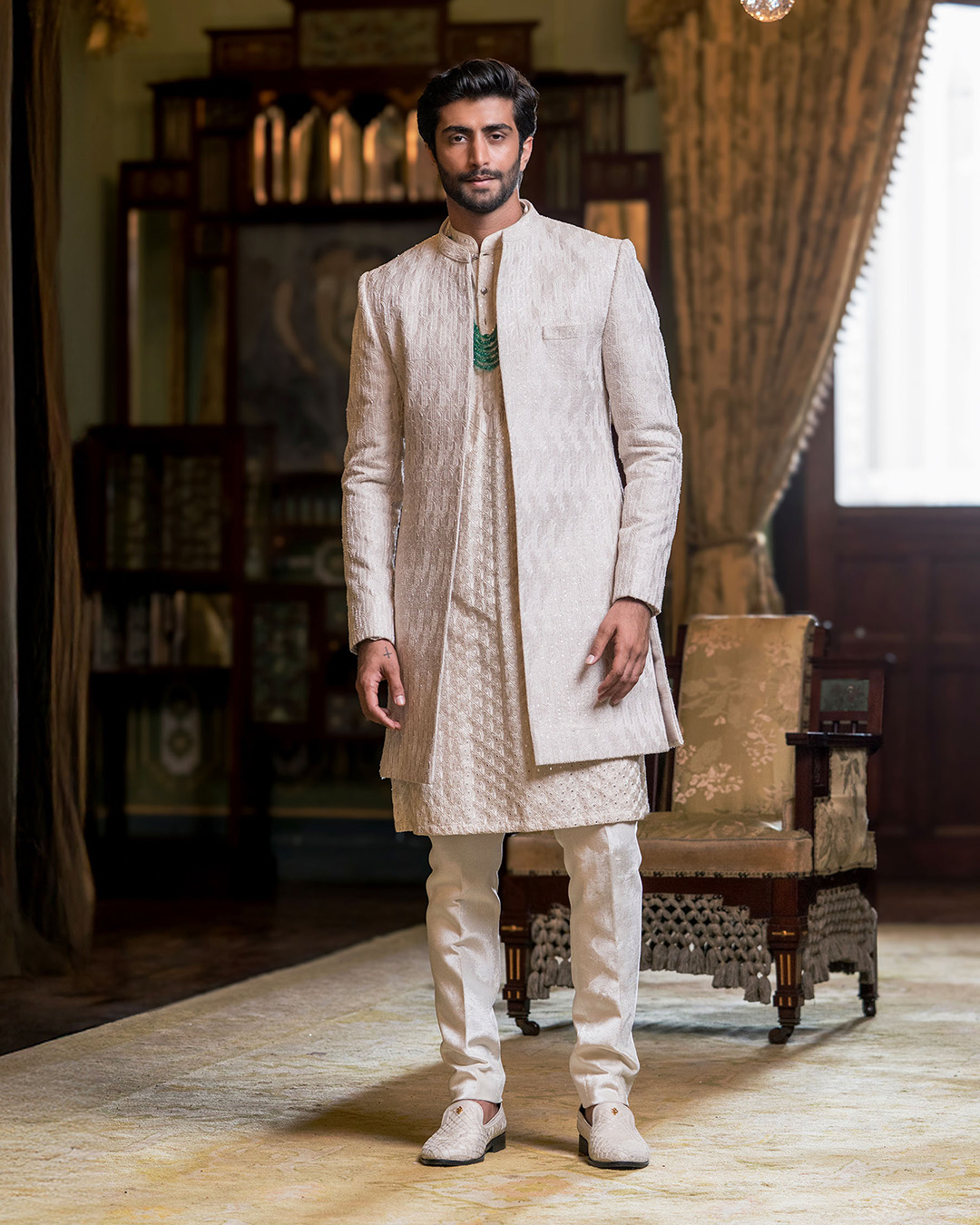 open front sherwani