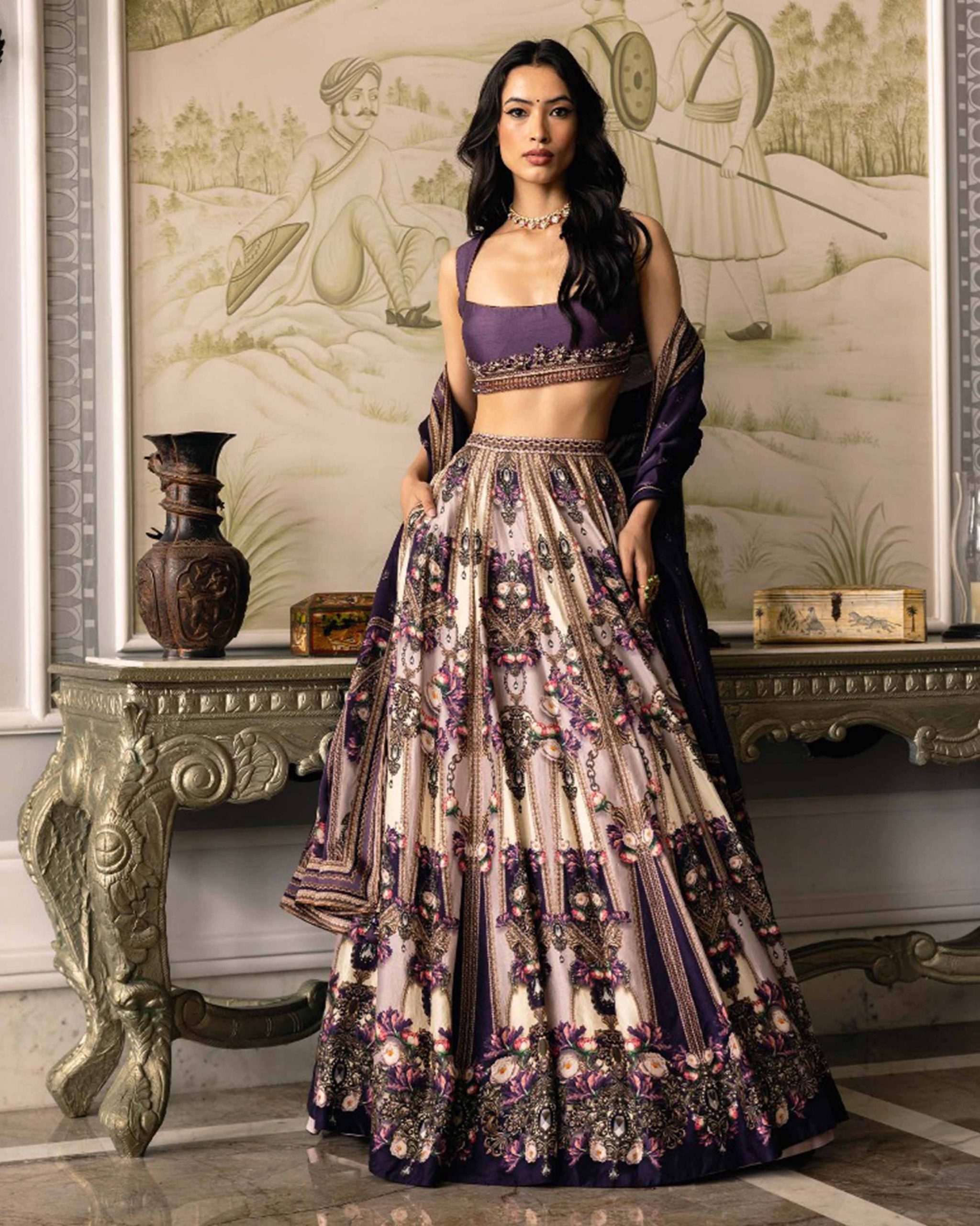 designer printed lehenga