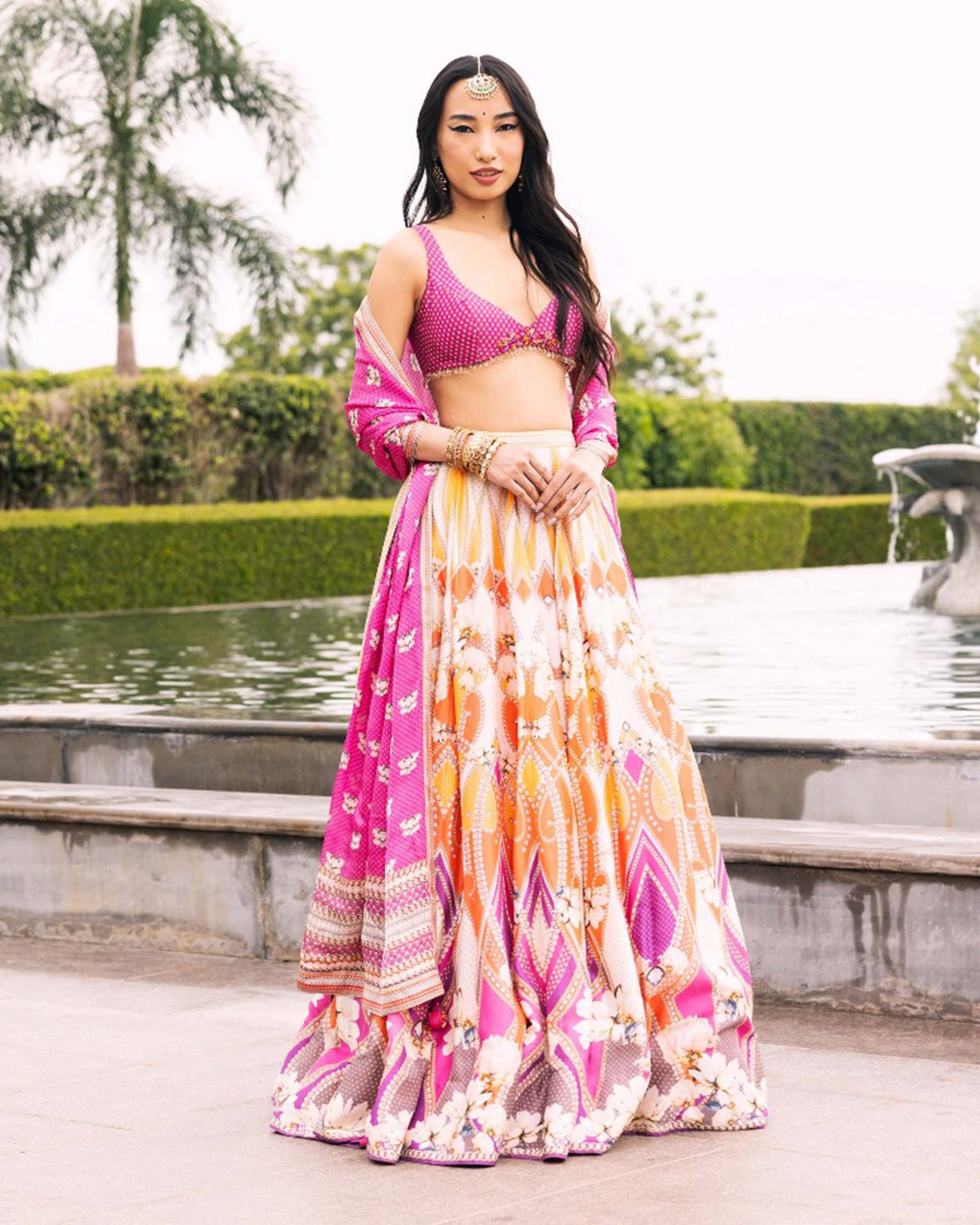 designer printed lehenga