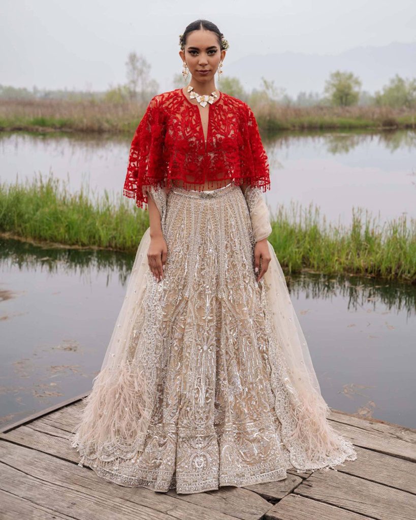 Crystal Studded Cape Lehenga