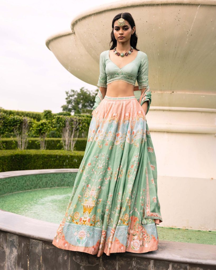Floral Printed Lehenga Sets for Mehendi Functions