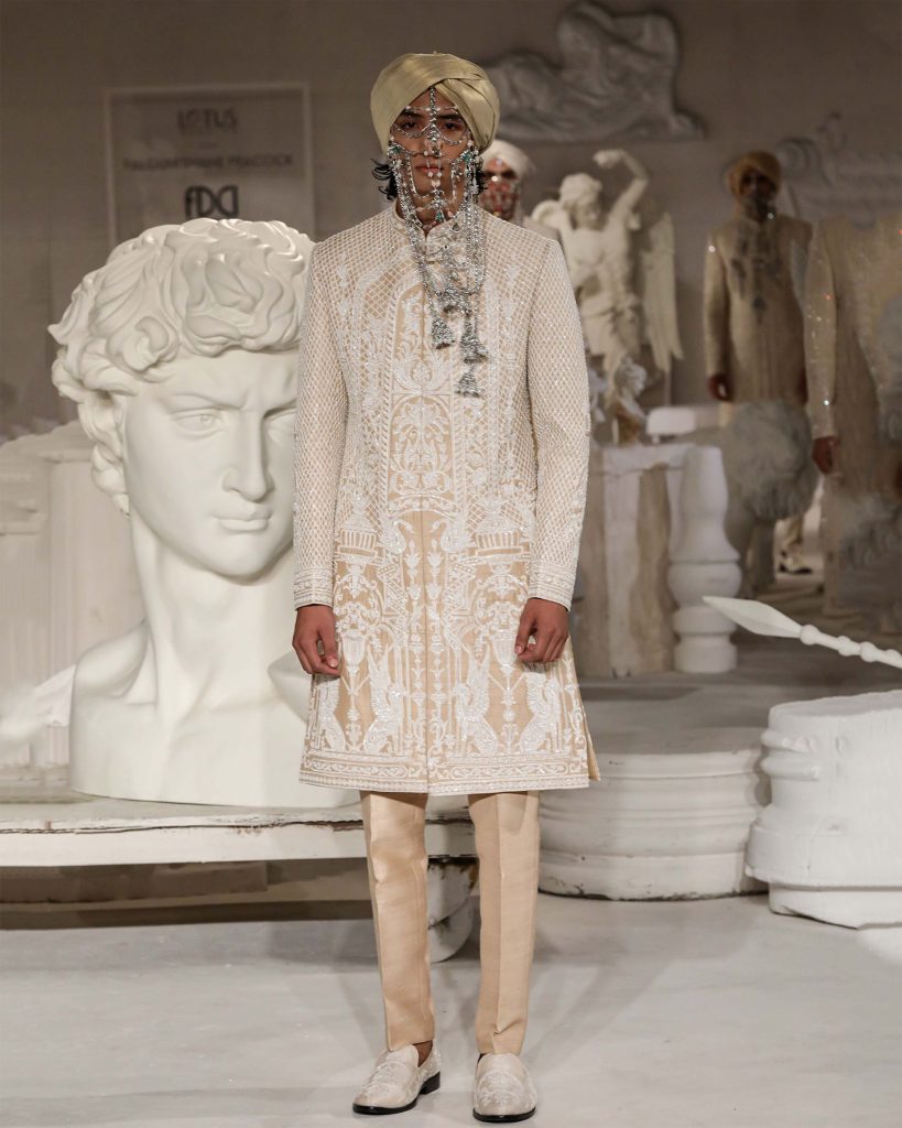 beige and ivory sherwani