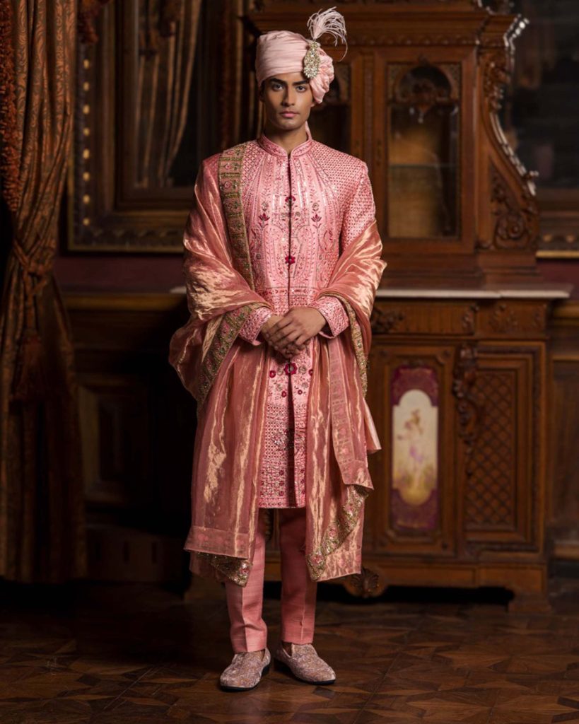 Pink and Maroon sherwani