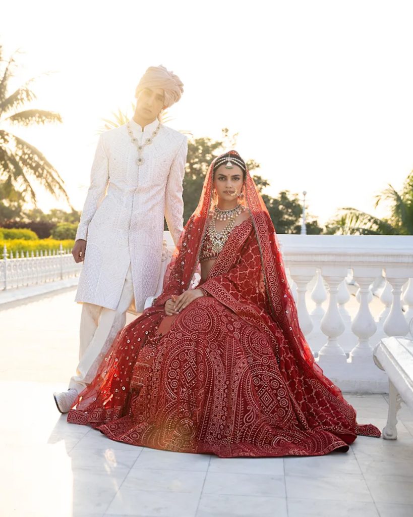 Classic Red Lehenga & Ivory Sherwani
