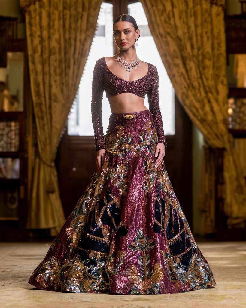 Aude Maroon Lehenga Set