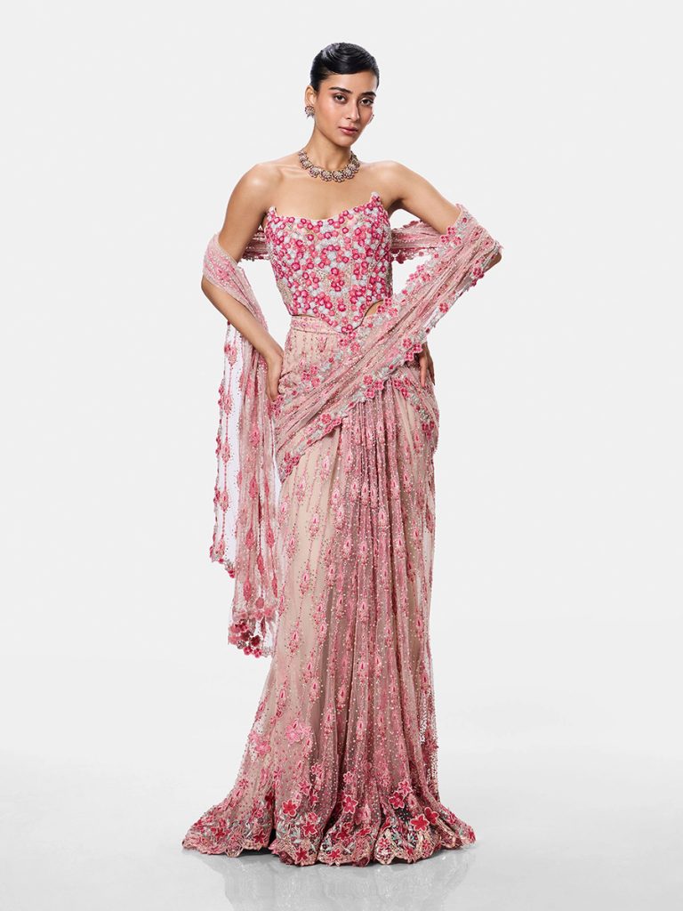 Blush Petal Corset Saree